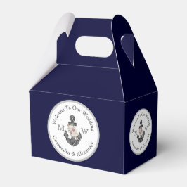 Nautisk-Theckerad Blommigt Anchor White Navy Blue Presentaskar