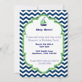 Nautisk themed 1st födelsedaginbjudan inbjudningar