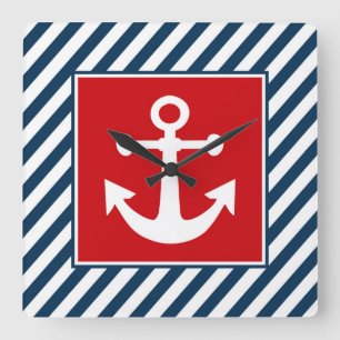 Nautisk themed design fyrkantig klocka