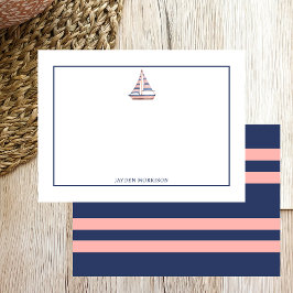 Nautisk ThLED Sailboat Namn Personlig Anteckningskort