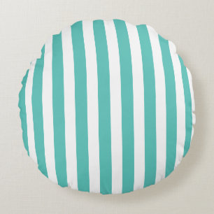 Nautisk turkos och vit stripe rund kudde