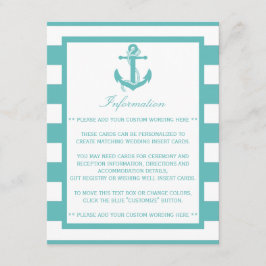 Nautisk turkos Rand Anchor Bröllop Detail Tilläggskort