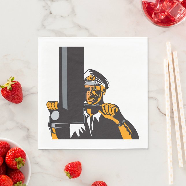 Nautisk ubåt-kapten som använder Periscope Pappersservett (Skapare uppladdad)