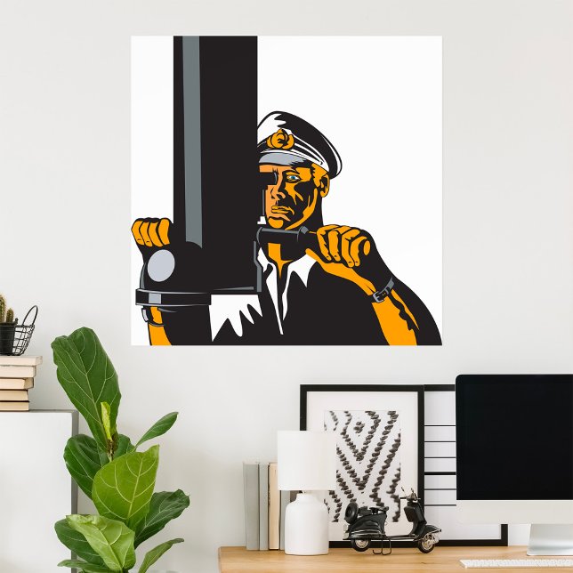 Nautisk ubåt-kapten som använder Periscope Poster (Skapare uppladdad)