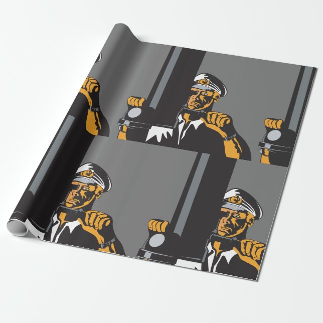 Nautisk ubåt-kapten som använder Periscope Presentpapper (Utrullad)