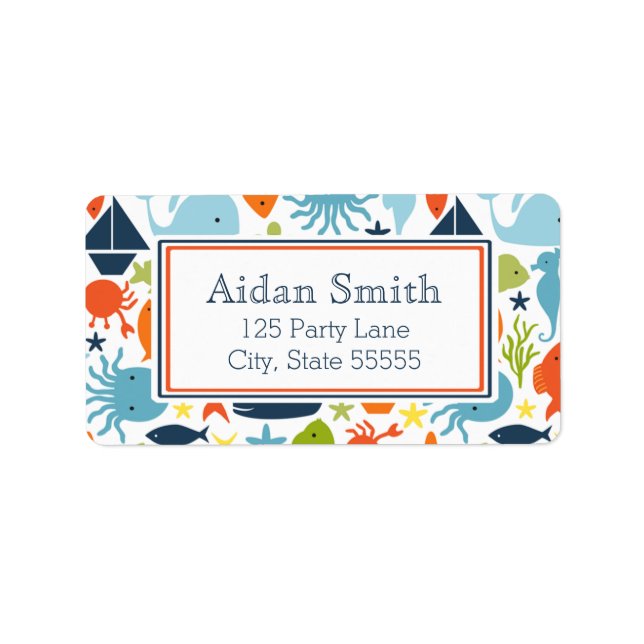 Nautisk, under havet adressetikett (Framsidan)