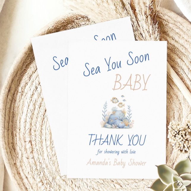 Nautisk Under Havet Du Snart Baby Shower Tack Kort (Skapare uppladdad)