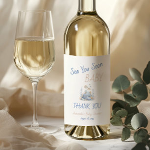 Nautisk Under Havet Du Snart Baby Shower Vinflaska Etikett