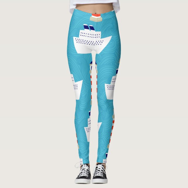 Nautisk Vågar: Mönster,, fyr, Cruiser. Leggings (Framsida)