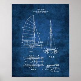 Nautisk väggdekoration Nursery Sailboat-blåkopia # Poster