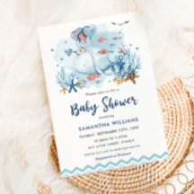 Nautisk val under Sea Blue Boy Baby Shower