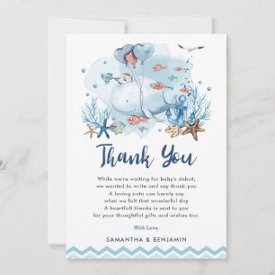 Nautisk val under Sea Blue Boy Baby Shower Tack Kort