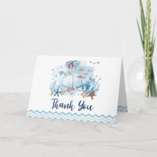 Nautisk val under Sea Blue Boy Baby Shower Tack Kort