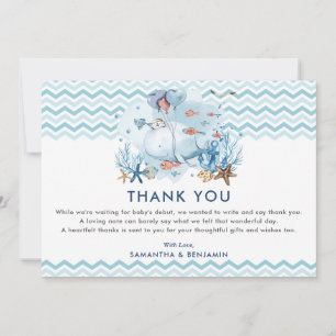 Nautisk val under Sea Blue Boy Baby Shower Tack Kort