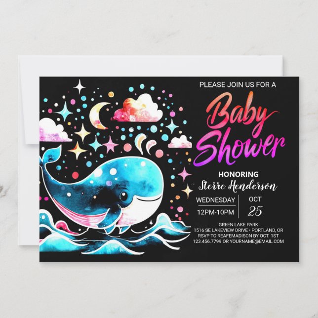 Nautisk val under Sea Girl Baby Shower Inbjudningar (Framsida)