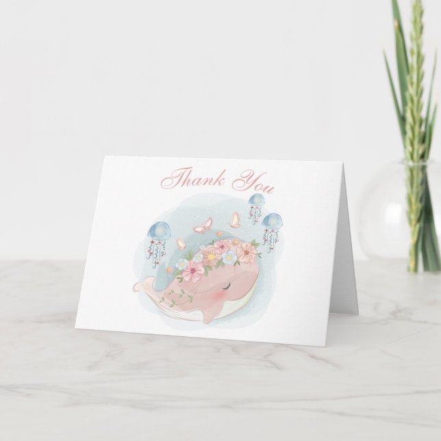 Nautisk valmanet flicka baby shower tack kort (Framsida)