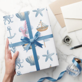 Nautisk vattenfärg presentpapper