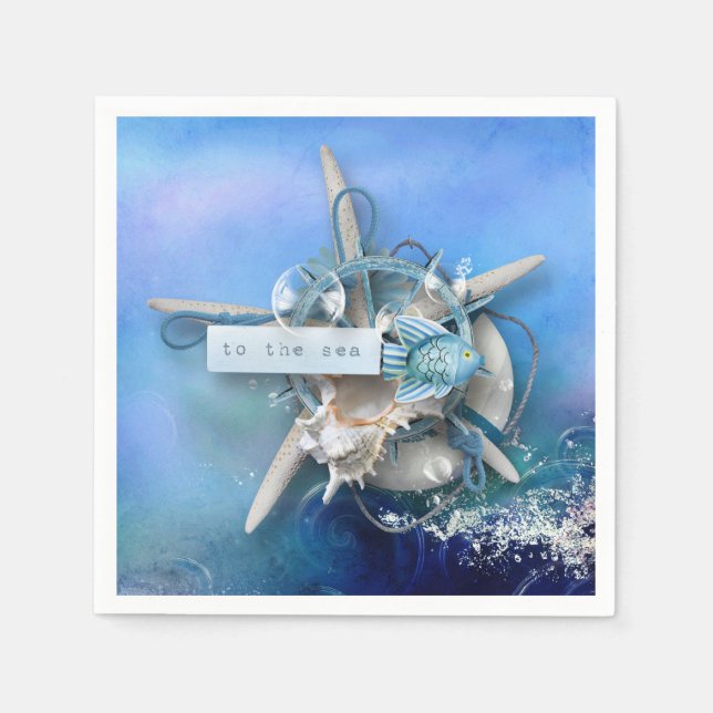 Nautisk vattenfärg till havet pappersservett (Framsidan)