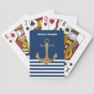 Nautisk, Vintage Ankare Marinblå Randig Casinokort
