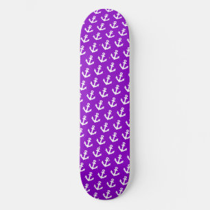 Nautisk Vintage ankare mönster vid neonlilan Mini Skateboard Bräda 18,5 Cm