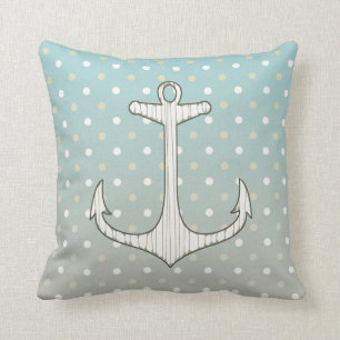 Nautisk vintage ankrar solbränd vitpolka dots fö kudde