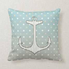 Nautisk vintage ankrar solbränd vitpolka dots för kudde