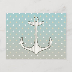 Nautisk vintage ankrar solbränd vitpolka dots för vykort
