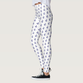 Nautisk Vintage Blå anksteg mönster Leggin Leggings