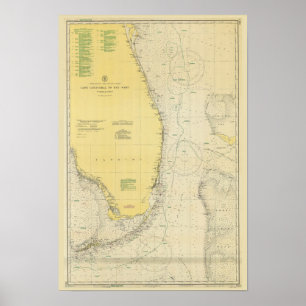 Nautisk vintage kartlägger kartan av Florida Poster