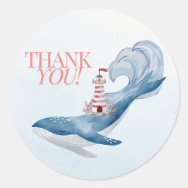 Nautisk Whale Baby Shower Favor Tack-etikett Runt Klistermärke