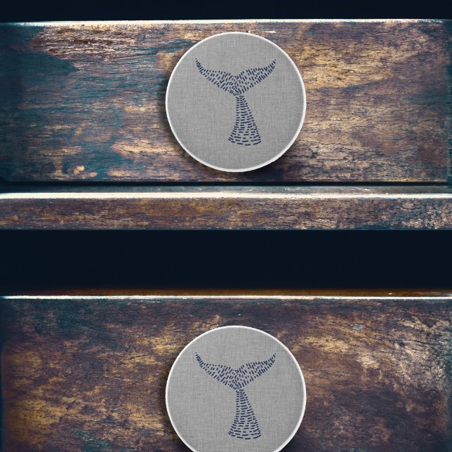 Nautisk Whale Svan Line Art Knopp (Nautical Whale Tail Line Art Ceramic Knob)