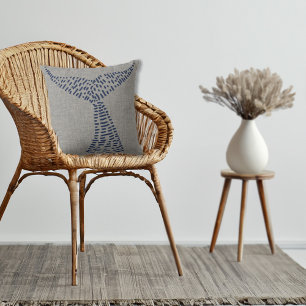 Nautisk Whale Svan Line Art Kudde