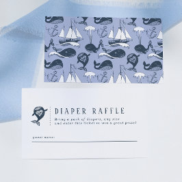 Nautisk Whale Theme Baby Shower Diaper Raffle Tilläggskort