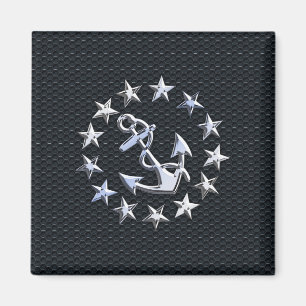 Nautisk Yacht Flagga Silver Ansignera vid Grille S Magnet