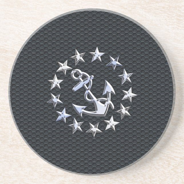 Nautisk Yacht-Flagga-symbol på rutnätsdecor Underlägg (Framsidan)