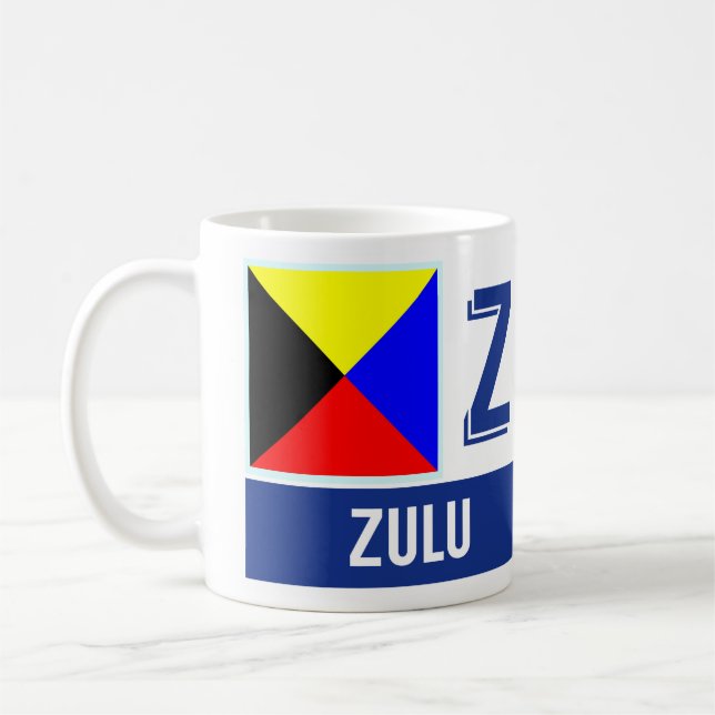 Nautisk Zulu för flaggoralfabet "Z" Kaffemugg (Vänster)