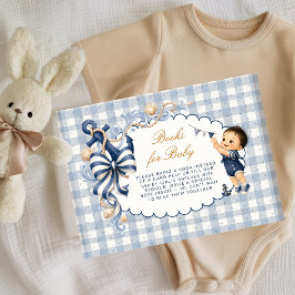 Nautiska Ahoy Pojke Gingham Böcker för Bebis Tilläggskort