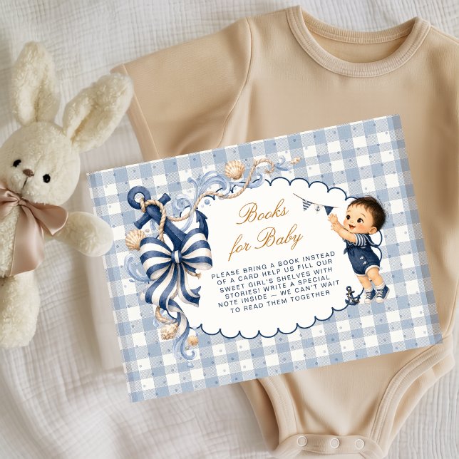 Nautiska Ahoy Pojke Gingham Böcker för Bebis Tilläggskort (Skapare uppladdad)