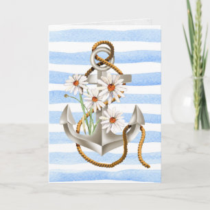 nautiska ankare och daisy bouquet i rand kort