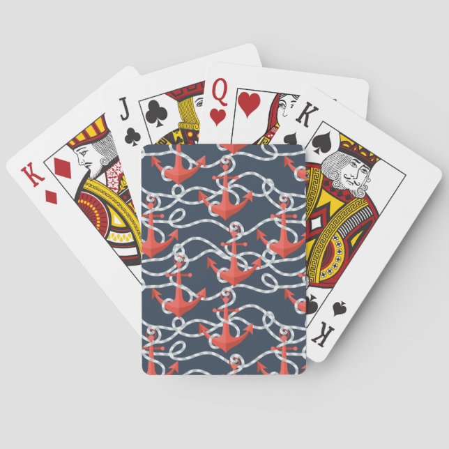 Nautiska ankare och Rope Mönster Casinokort (Baksidan)