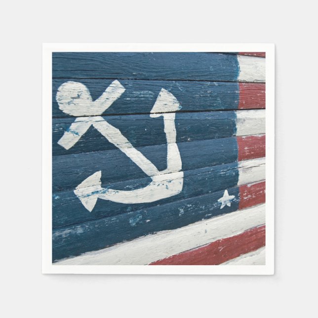 nautiska ankare på träbaserade flagga pappersservett (Framsidan)