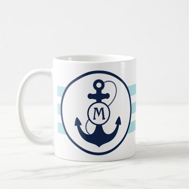Nautiska Aquablått ankrar Kaffemugg (Vänster)