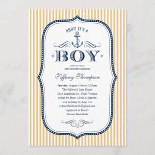 Nautiska baby showerinbjudningar inbjudningar