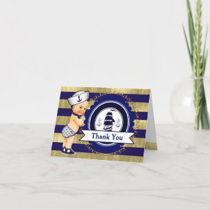 Nautiska baby showertackkort tack kort