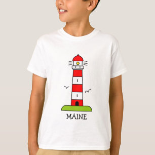 Nautiska barnkläder   Maine fyr tecknad T Shirt