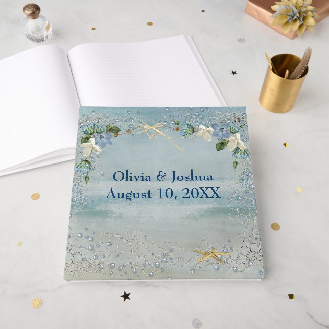 Nautiska blommor på Net Bröllop Gästböcker (Framsidan öppen)