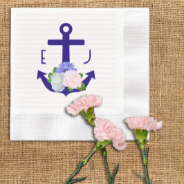 Nautiska blomstripiga bröllop pappersservett