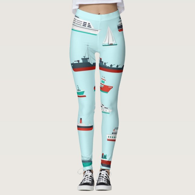Nautiska fartyg mönster Leggings (Framsida)