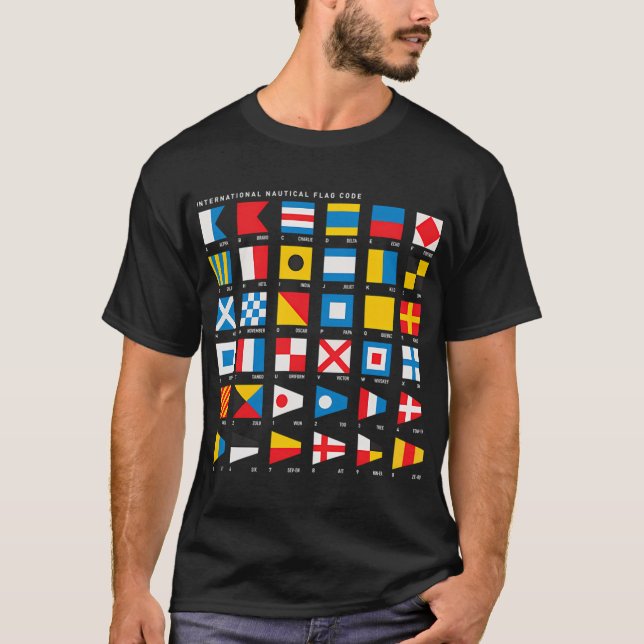 Nautiska flaggor med internationella nummer och NA T Shirt (Framsida)