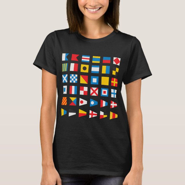 Nautiska flaggor med internationella nummer t shirt (Framsida)